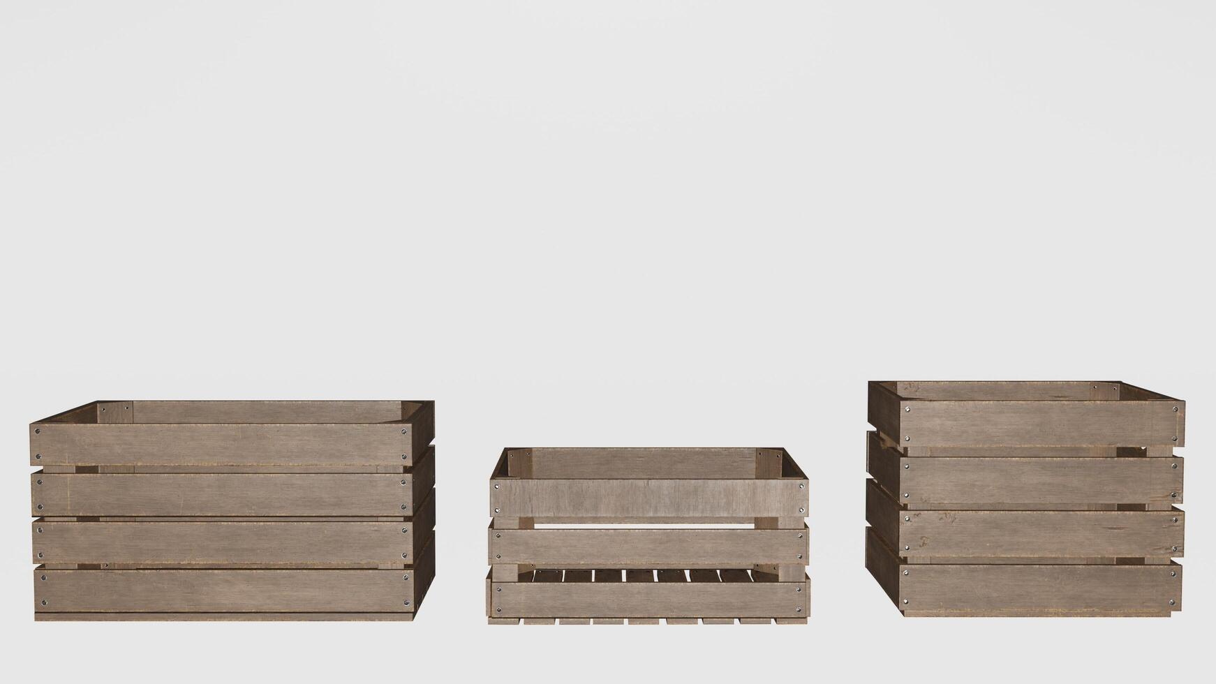 A set of three wooden crates photo