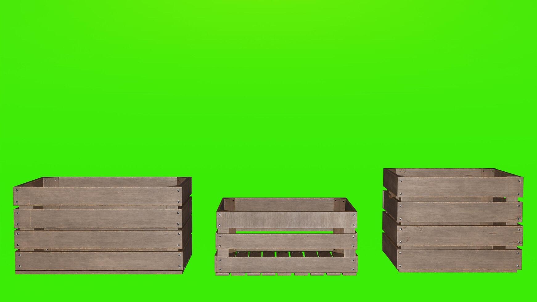 Three wooden crates on a green screen photo