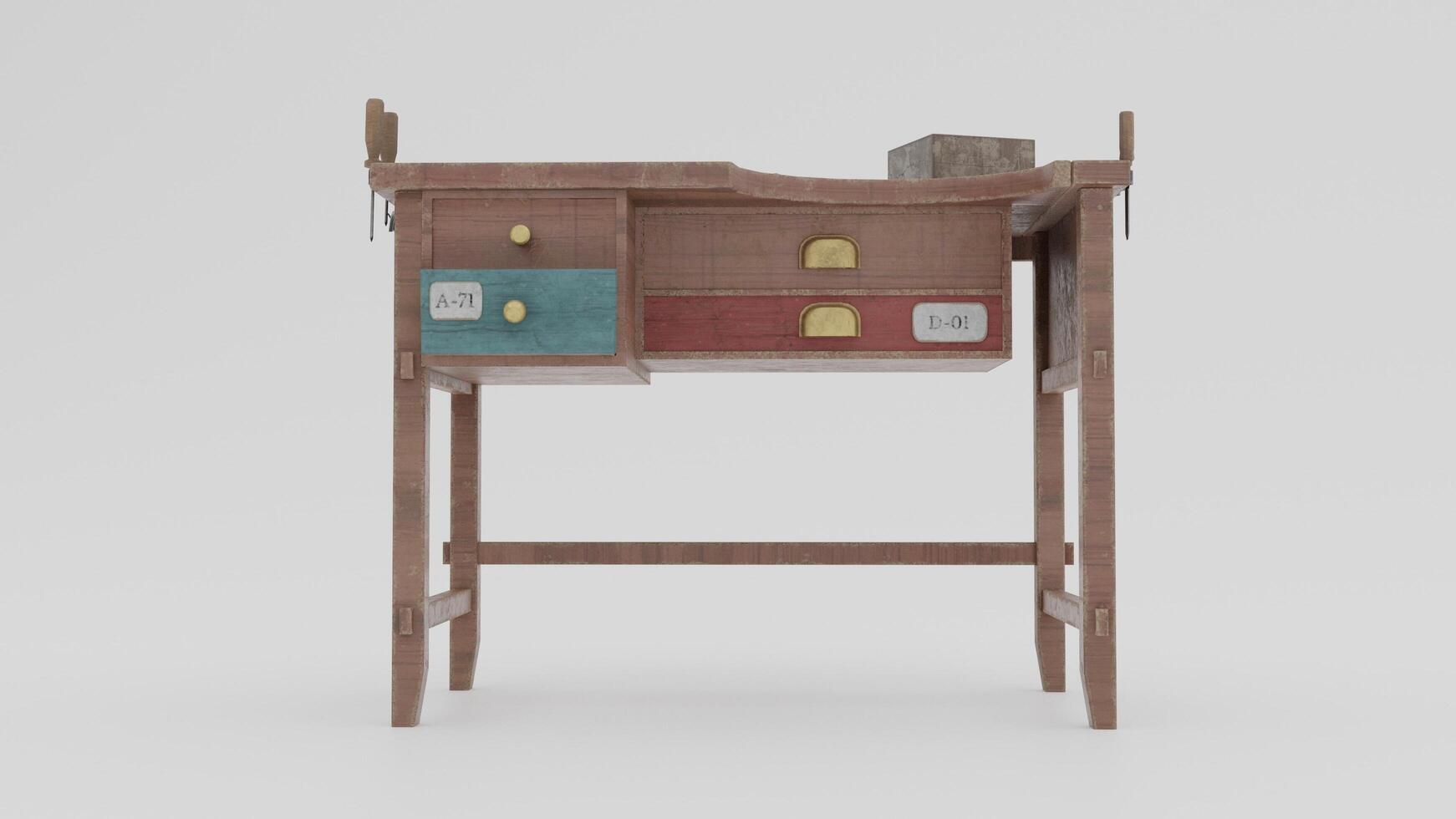 A small wooden desk with drawers and a drawer photo
