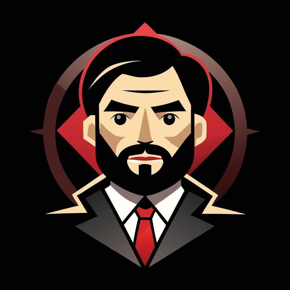 A man with a beard and red tie vector