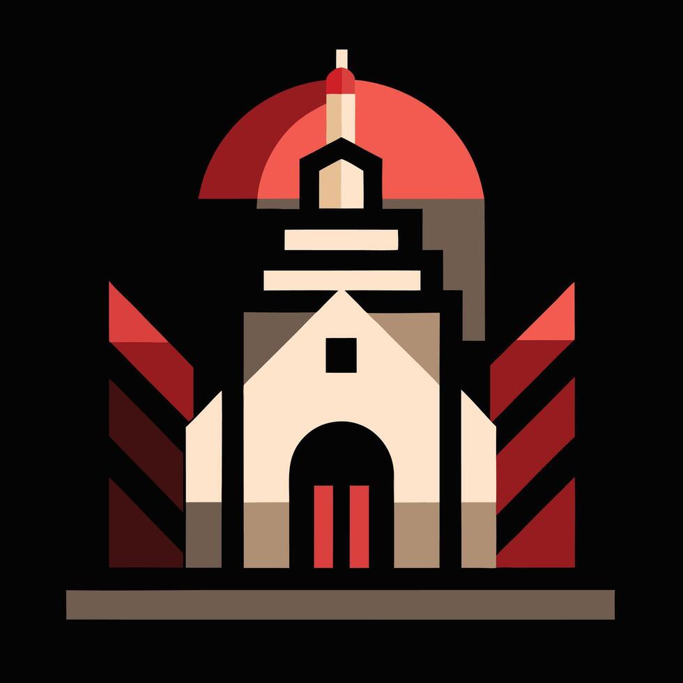 A church building with a red dome on top vector