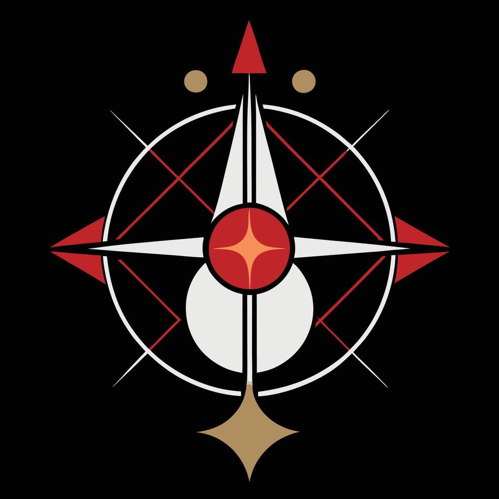 The logo for the game is a compass with a red and black star vector