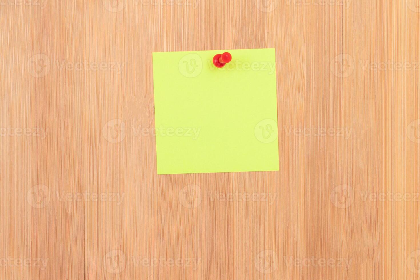 Yellow Sticky Note Pinned to the Wooden Message Board. To Do List Reminder in Office. Blank Memo Sticker at Work - Template. Empty Checklist - Mockup photo