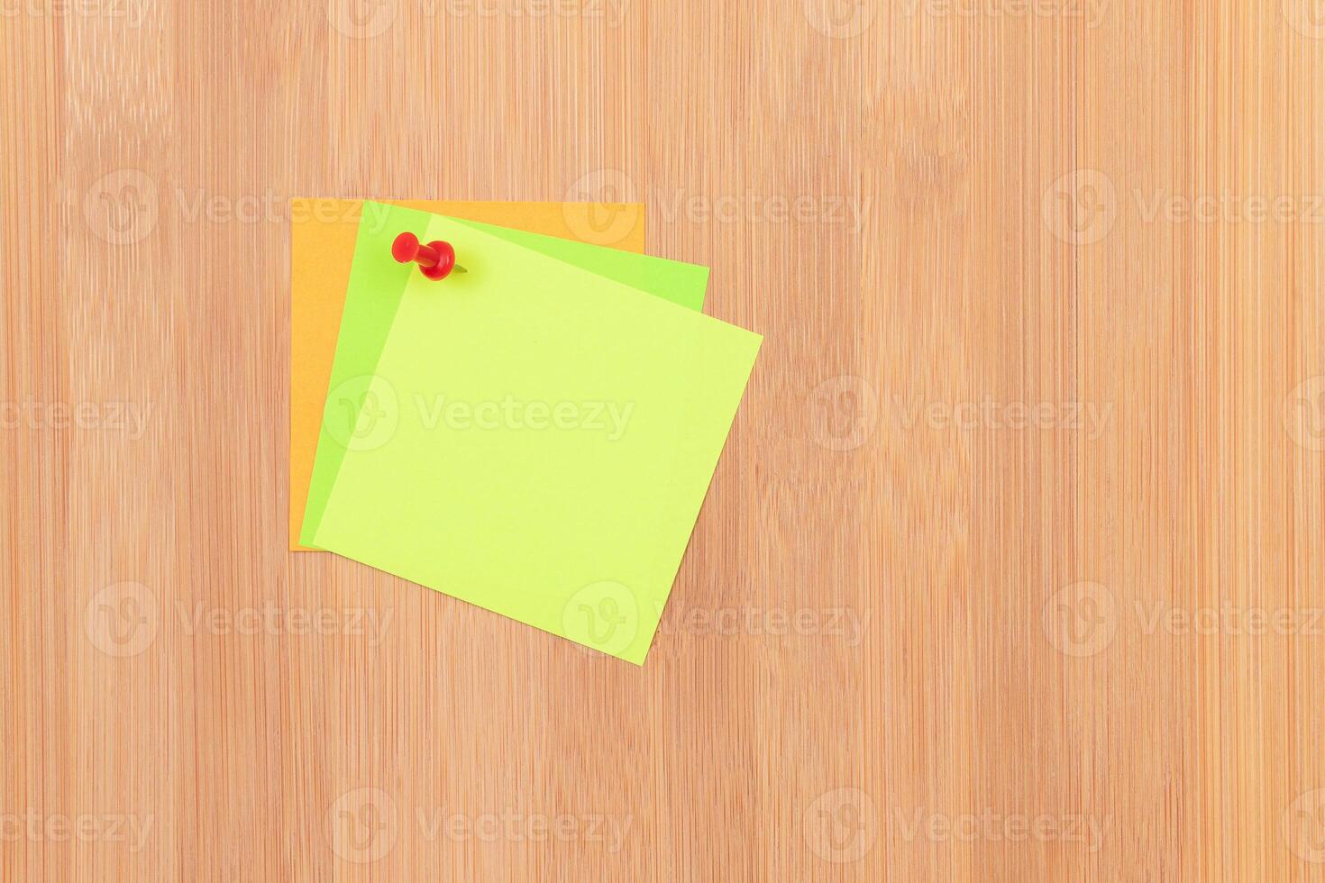 Colored Sticky Notes with Copyspace Pinned to the Wooden Message Board. To Do List Reminder in Office. Blank Memo Sticker at Work - Template. Empty Checklist - Mockup photo
