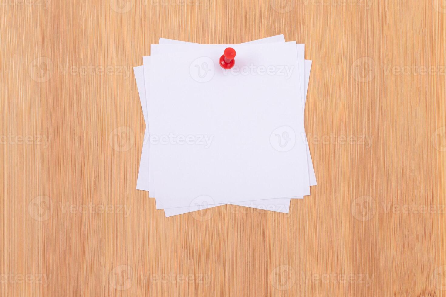 White Sticky Notes with Copyspace Pinned to the Wooden Message Board. To Do List Reminder in Office. Blank Memo Stickers at Work - Template. Empty Checklist - Mockup photo