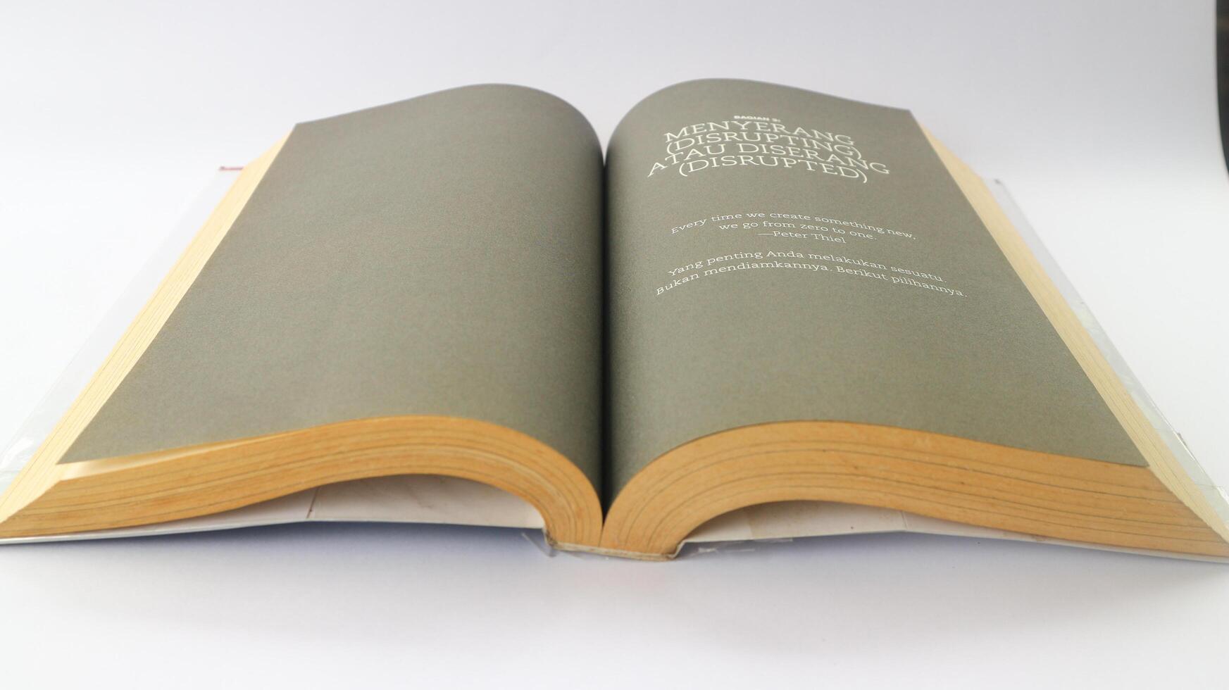 Open book indentation with bokeh effect. photo