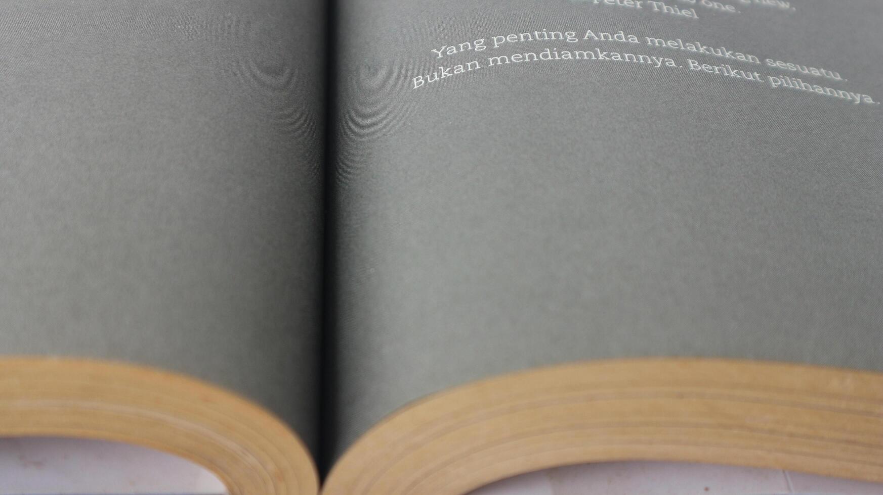 Open book indentation with bokeh effect. photo