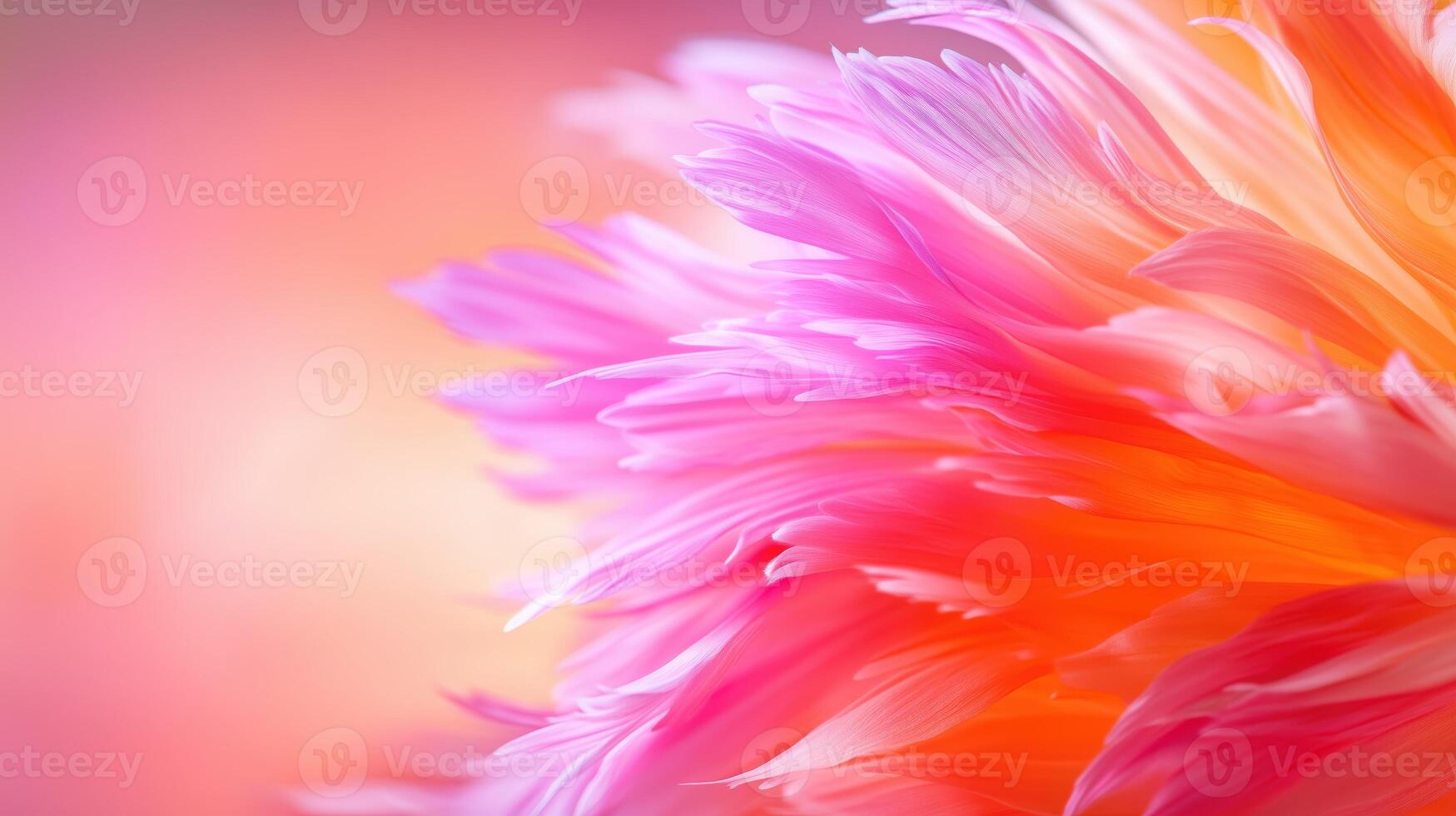 vibrant close up of flower with delicate pink and orange petals, showcasing intricate textures and soft gradients. image evokes sense of beauty and tranquility photo