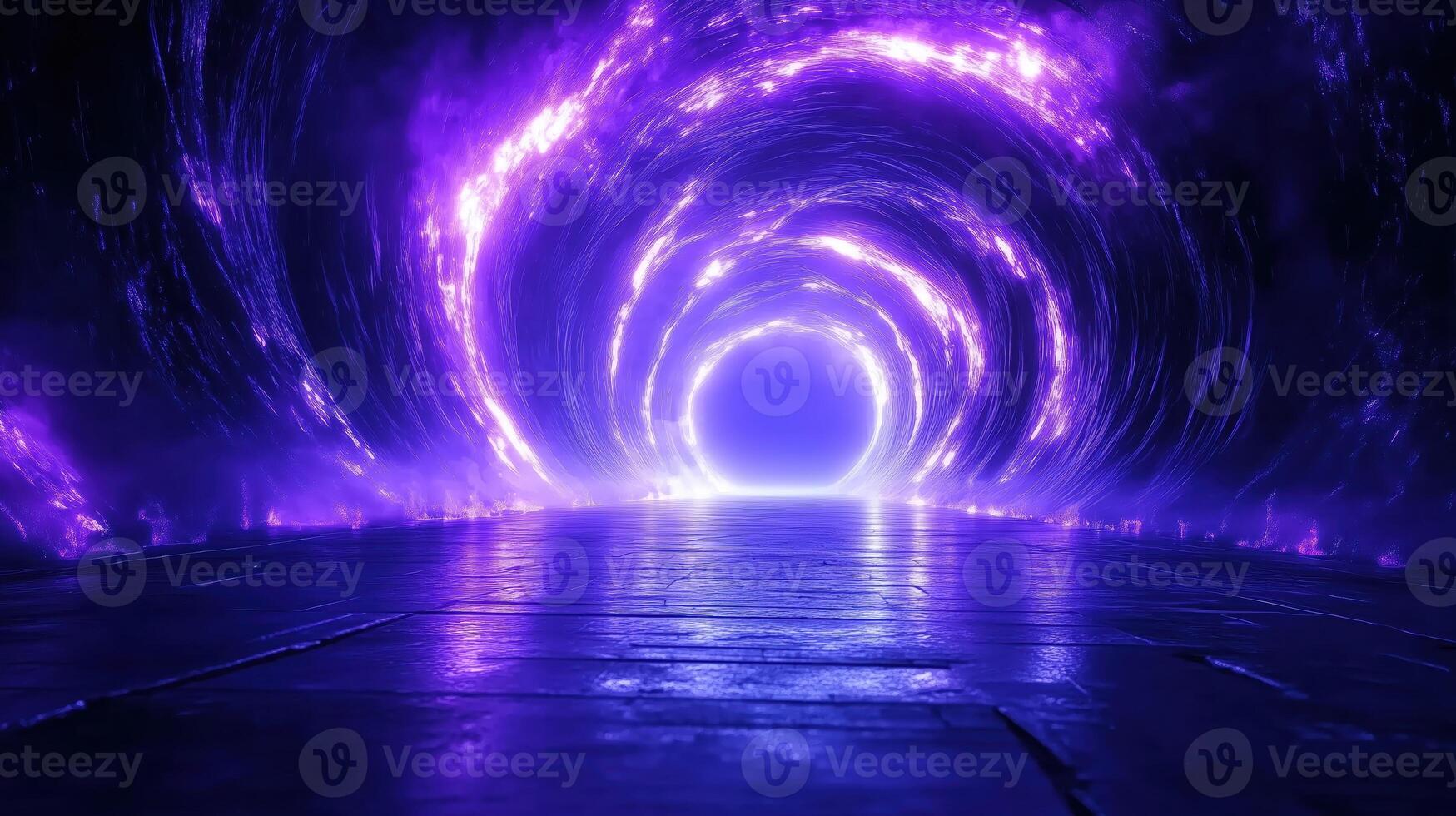 mesmerizing purple vortex creates captivating portal effect, drawing viewer into mystical realm. glowing light contrasts beautifully with dark surroundings, evoking sense of wonder and adventure photo
