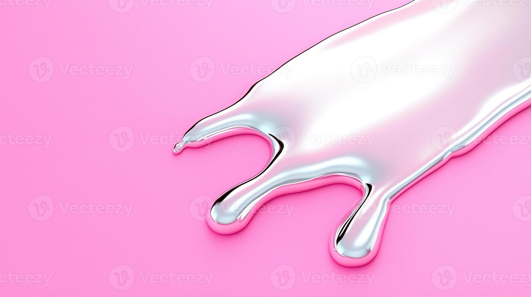 shiny, metallic liquid flows gracefully over vibrant pink surface, creating striking visual contrast. smooth texture and reflective quality evoke sense of modernity and creativity photo