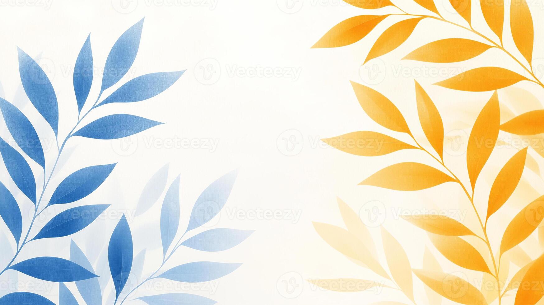 serene and vibrant background featuring blue and orange leaves, creating harmonious blend of colors that evokes sense of calm and nature. Perfect for various design projects photo