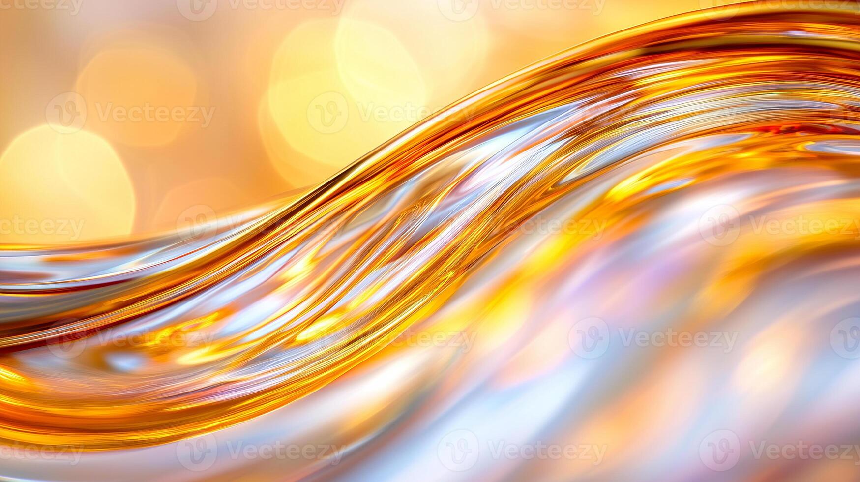 vibrant and flowing abstract design featuring shimmering golden waves against soft, blurred background. interplay of light creates warm and inviting atmosphere photo