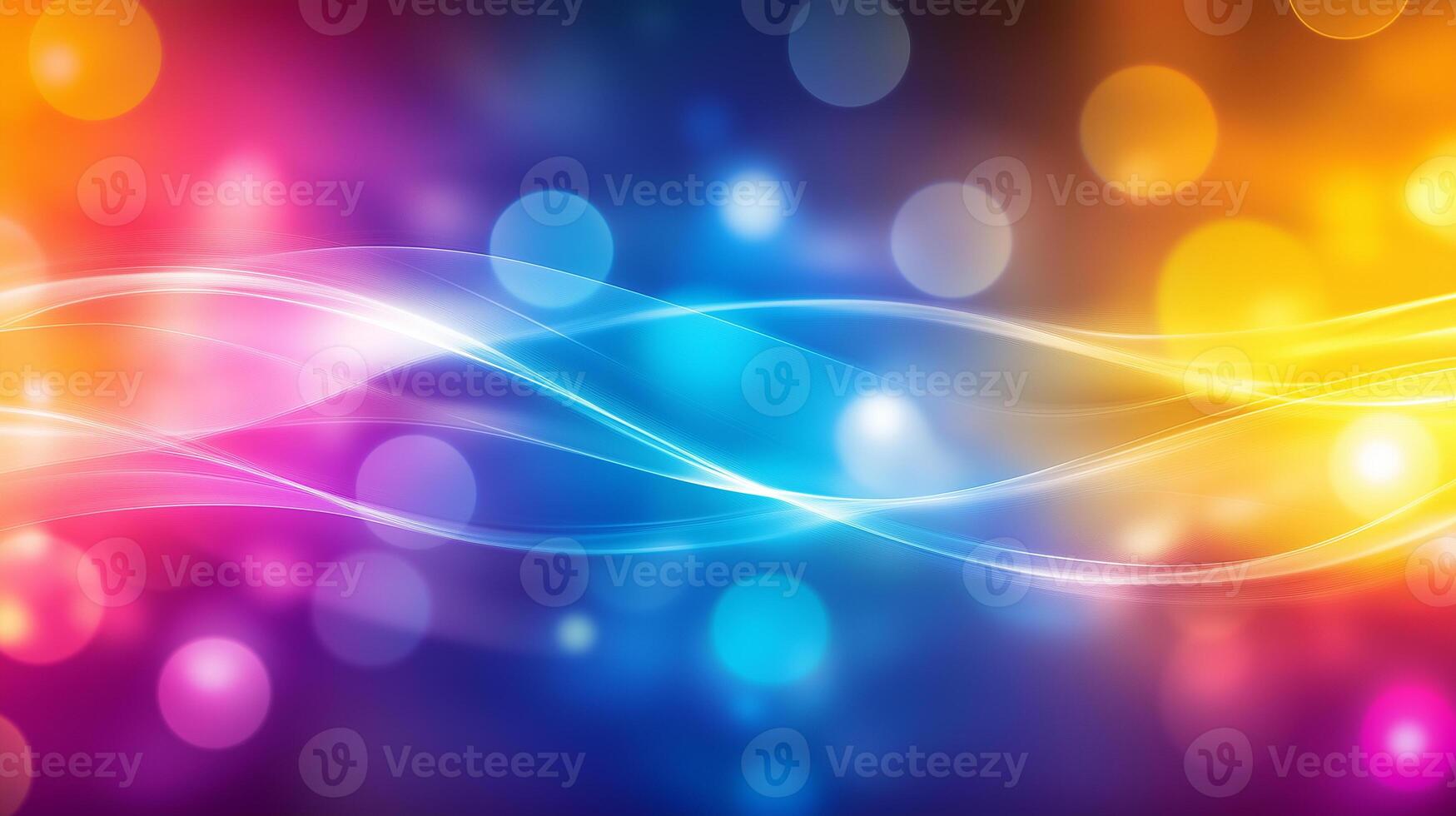 Vibrant abstract background featuring colorful waves and bokeh effects, creating dynamic and energetic atmosphere. Perfect for design projects needing lively touch photo