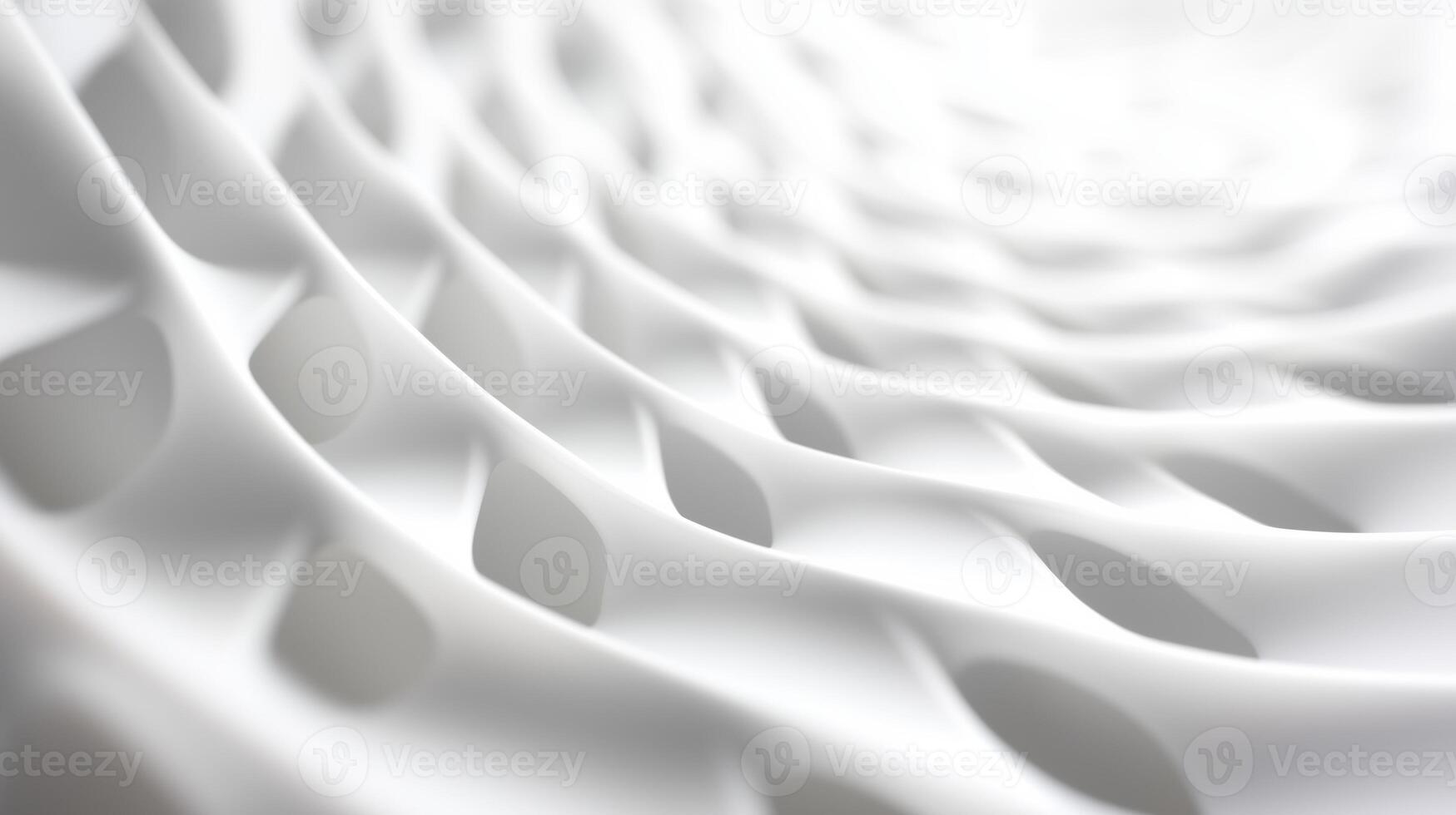 close up view of textured, white abstract surface featuring intricate patterns and curves, creating sense of depth and fluidity. design evokes modern and minimalist aesthetic photo