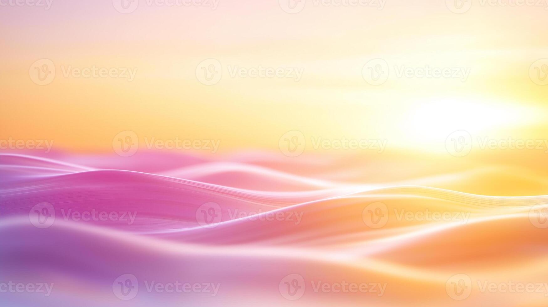 serene landscape of soft, undulating waves in pastel hues of pink and purple, illuminated by warm sunrise. gentle curves create calming atmosphere, evoking tranquility and peace photo