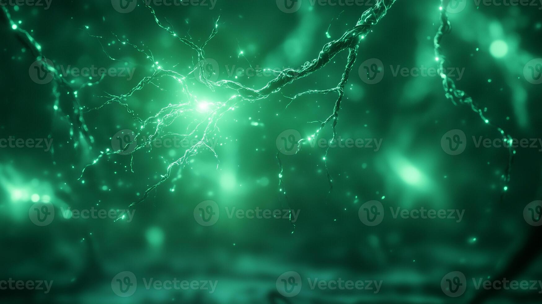 mesmerizing close up of glowing neural connections, showcasing intricate details of synapses and neurons in vibrant green hue. This evokes sense of wonder about complexities of brain photo