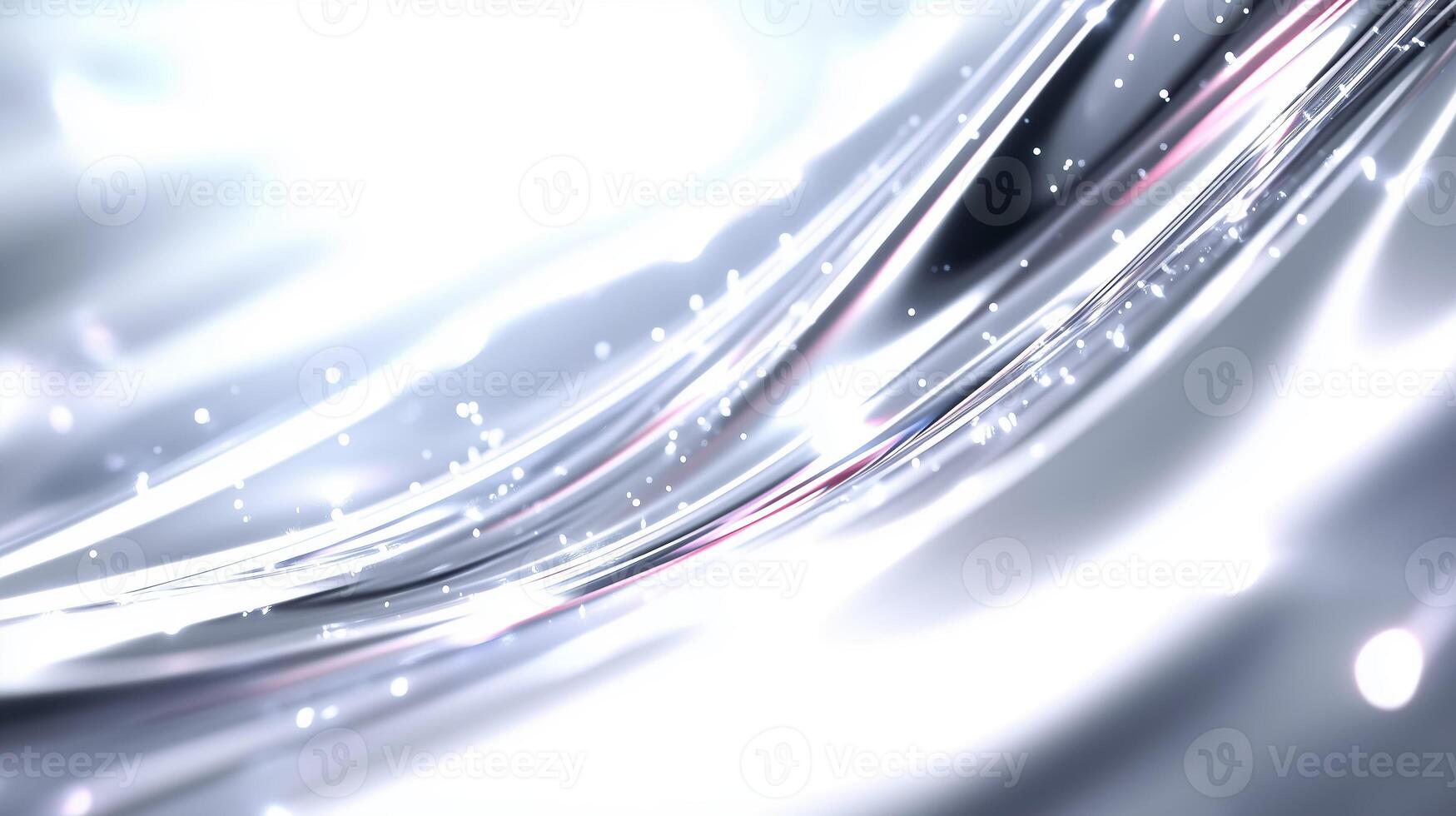 Shimmering abstract waves with glossy surface and sparkling particles create mesmerizing visual effect. interplay of light and texture evokes sense of fluidity and elegance photo