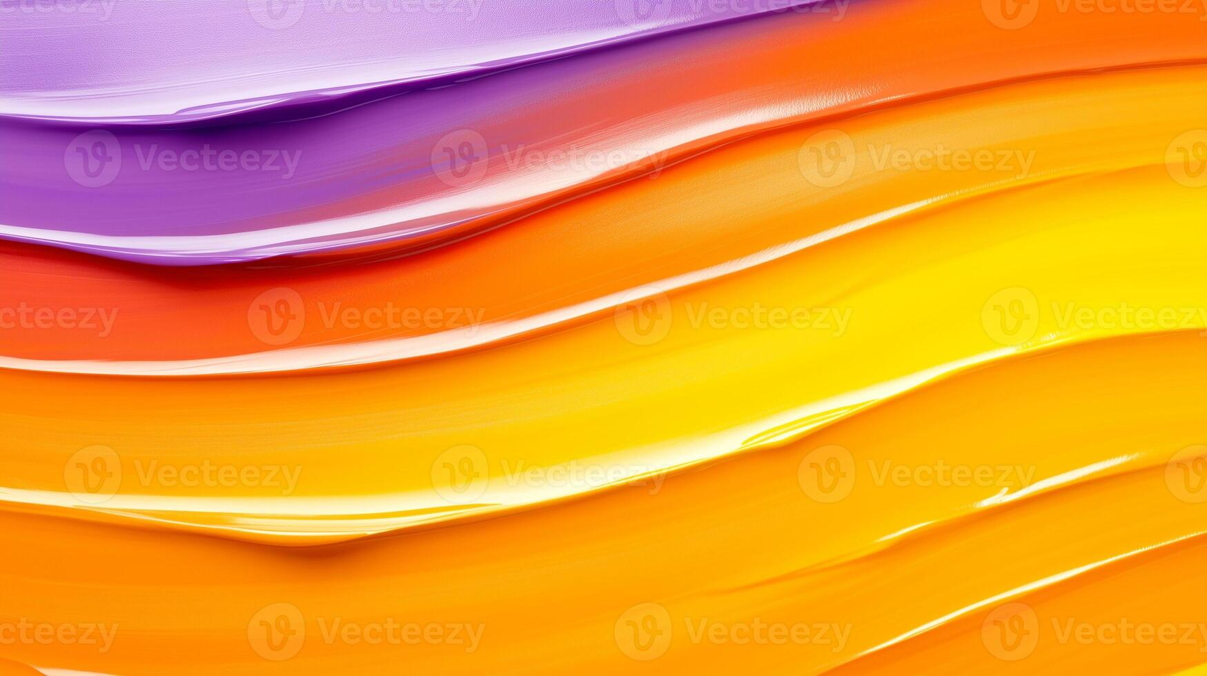 Vibrant abstract paint strokes in shades of purple, orange, and yellow create dynamic and energetic composition. smooth texture and flowing lines evoke sense of creativity and warmth photo