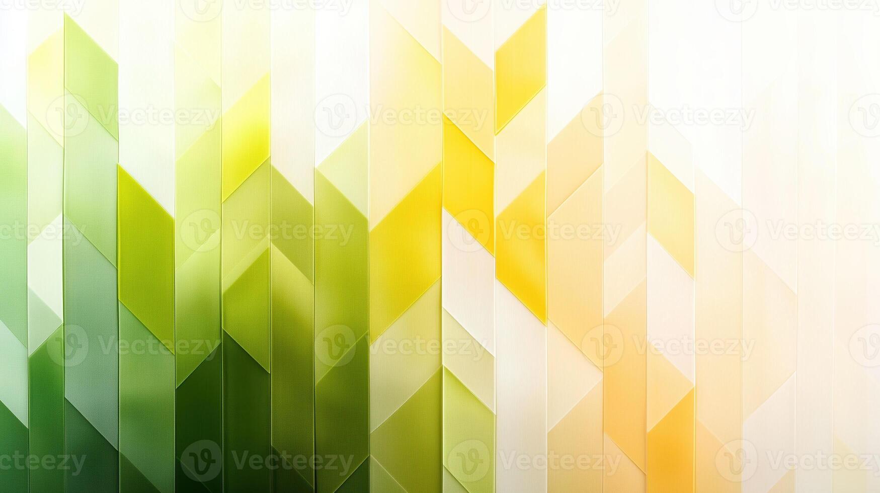 Vibrant geometric patterns in shades of green and yellow create dynamic and modern visual experience. interplay of light and color evokes sense of freshness and energy photo