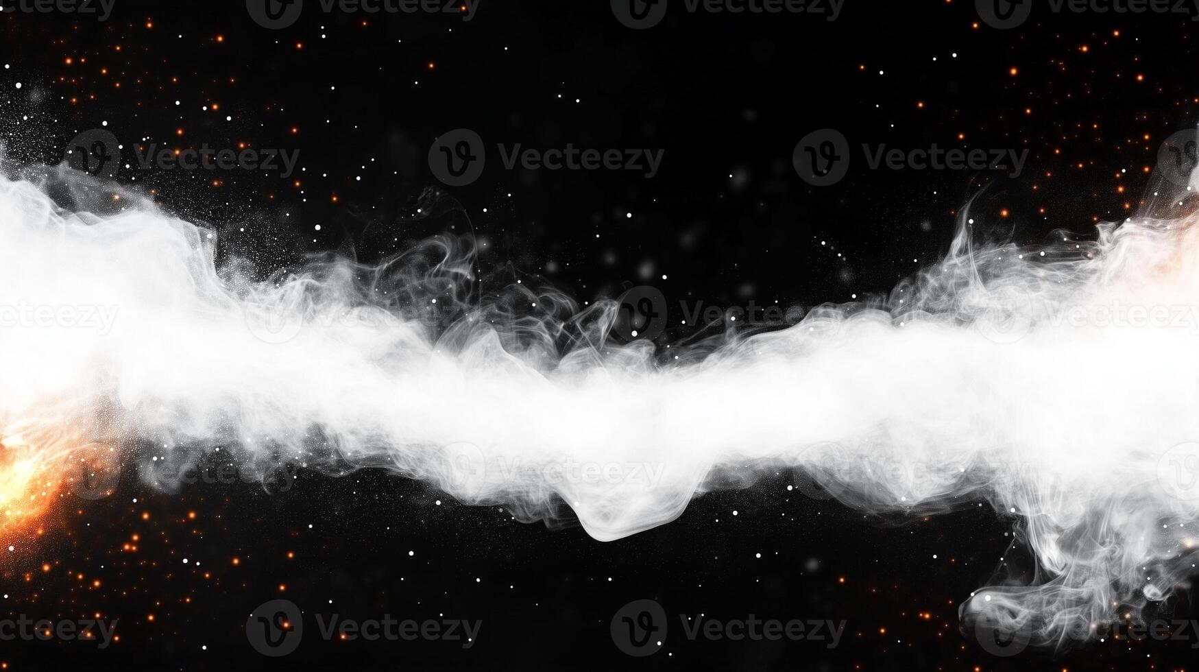 stunning visual of swirling smoke against dark background, with vibrant orange sparks adding dynamic touch. This captures essence of movement and energy in cosmic setting photo