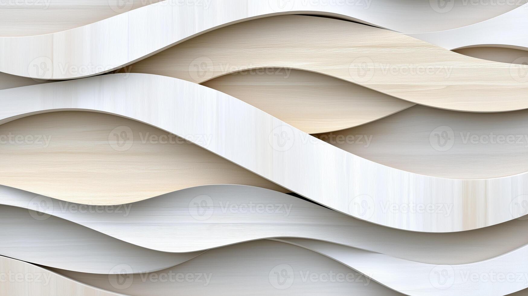Textured waves in soft white and beige tones create serene and modern aesthetic, perfect for interior design or artistic backgrounds photo