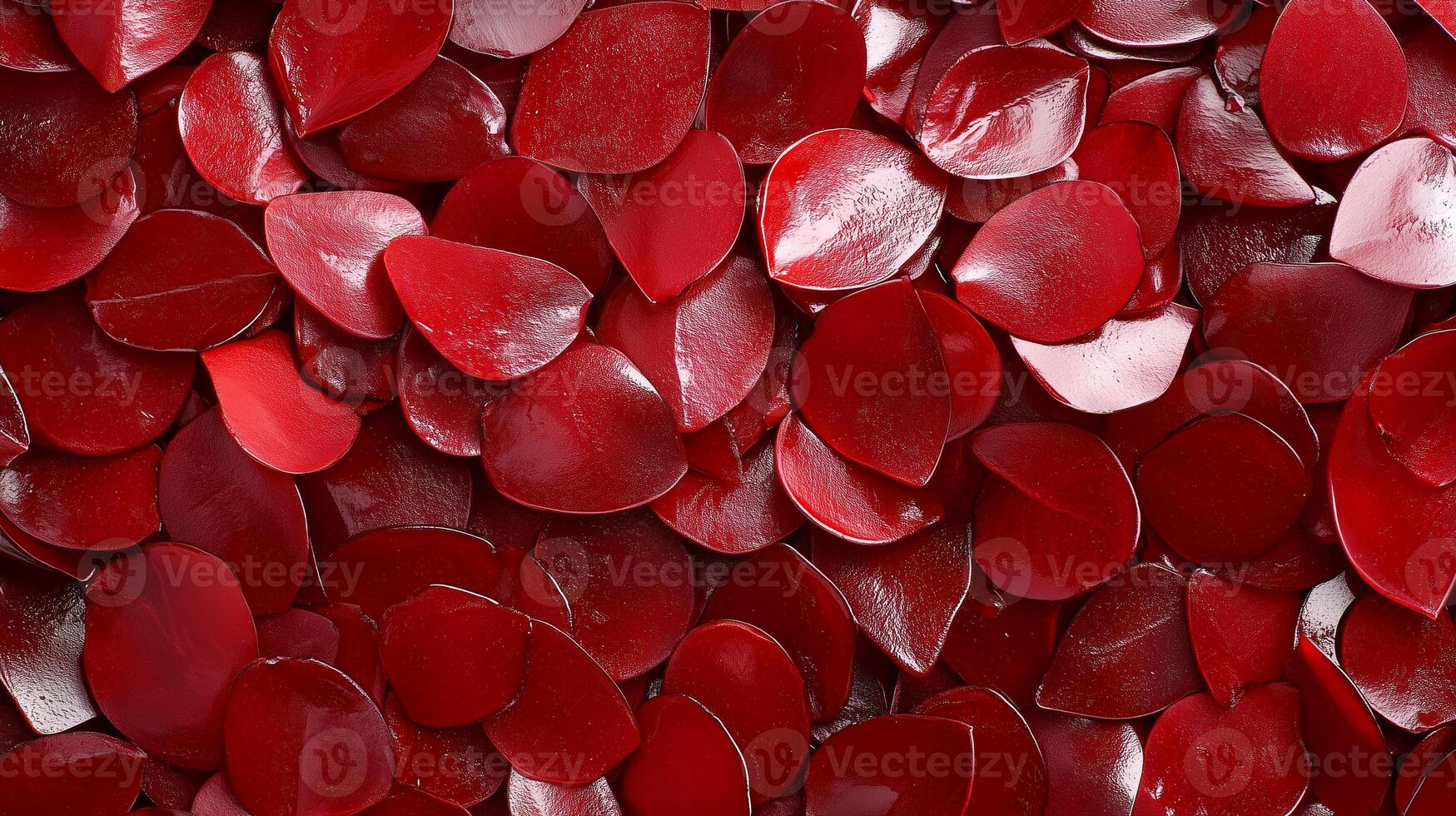 Glossy red petals create vibrant and rich texture, perfect for adding touch of elegance and warmth to any design. deep red color evokes feelings of passion and romance photo