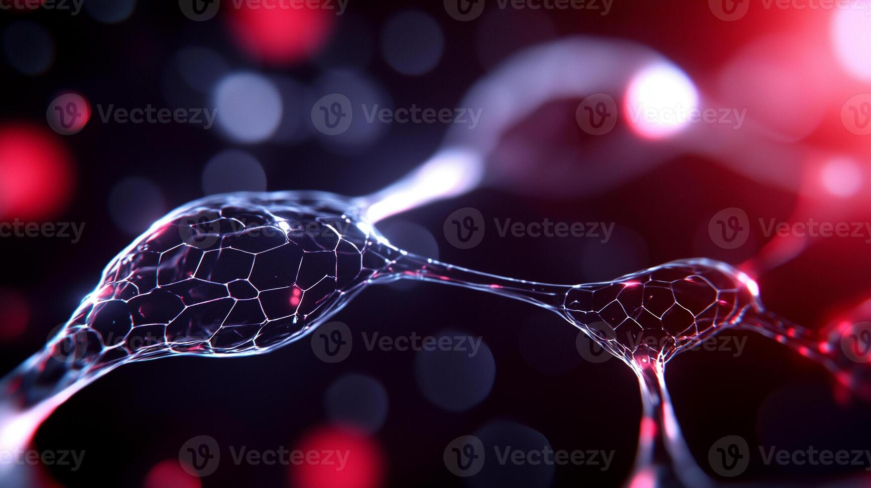 close up view of interconnected cells or molecules, showcasing intricate structures and glowing effects, creating sense of depth and scientific wonder photo