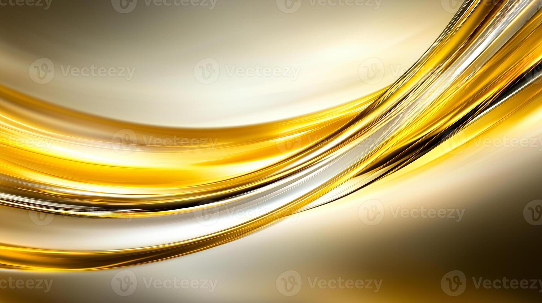 Elegant golden waves flow seamlessly across soft gradient background, creating sense of luxury and sophistication. interplay of light and shadow enhances dynamic movement of design photo