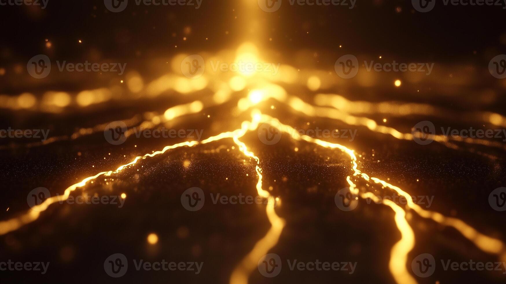 mesmerizing golden abstract background with glowing lines and particles creates sense of depth and warmth. radiant light evokes feelings of energy and movement, perfect for various creative projects photo