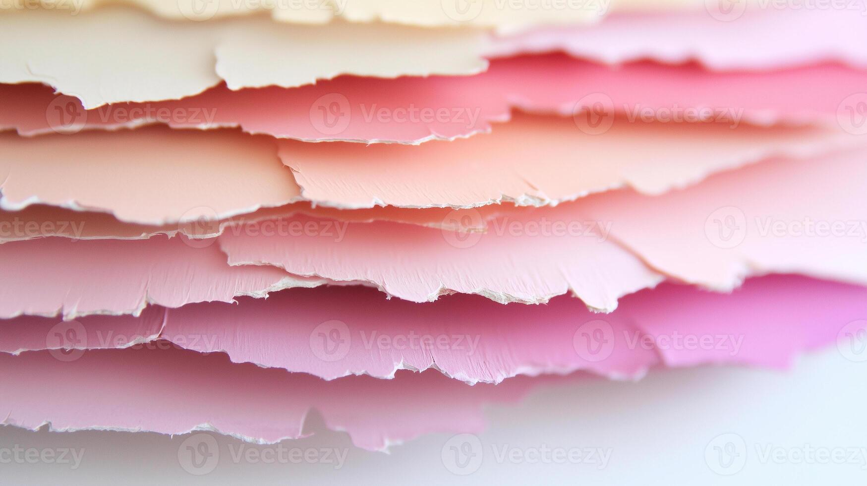Soft layers of pastel colored paper create visually appealing texture, showcasing shades of pink, peach, and cream. delicate edges add touch of elegance and warmth to composition photo