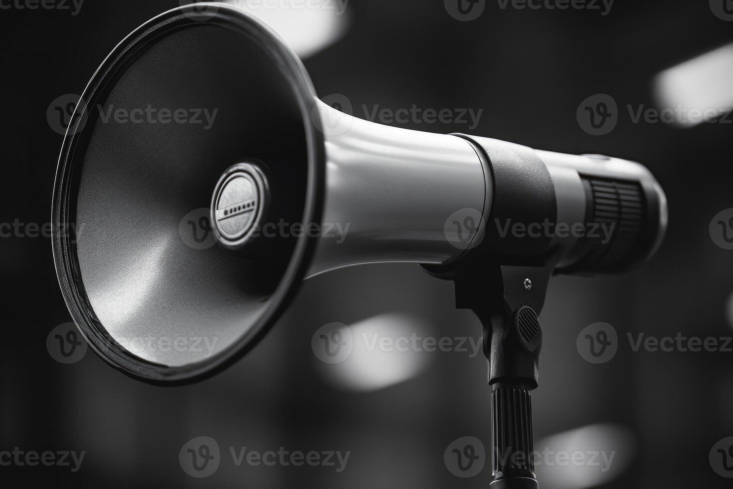 A Close-up of a Black and White Megaphone photo