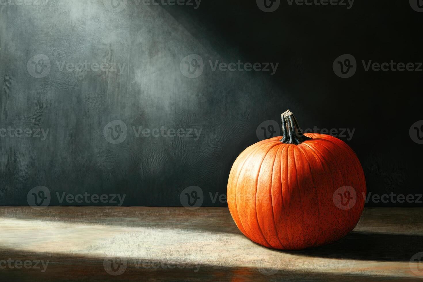 A Single Pumpkin Under A Beam of Light photo
