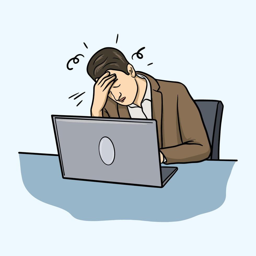 office boring work activity with laptop vector