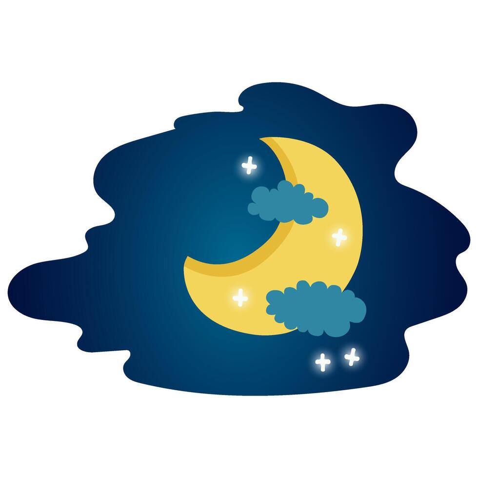 Moon and stars. Sleep icon, clip art. Grain texture illustration. vector