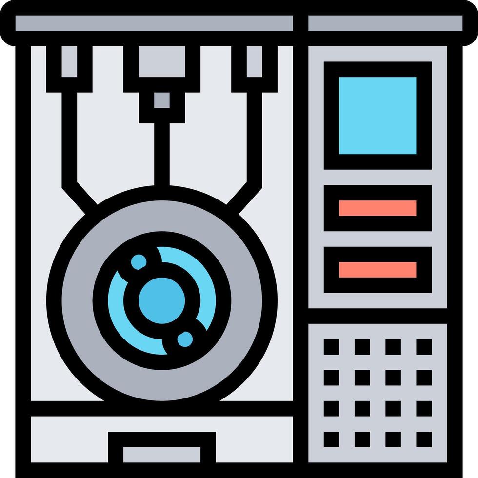 A computer with a blue and red button on it vector