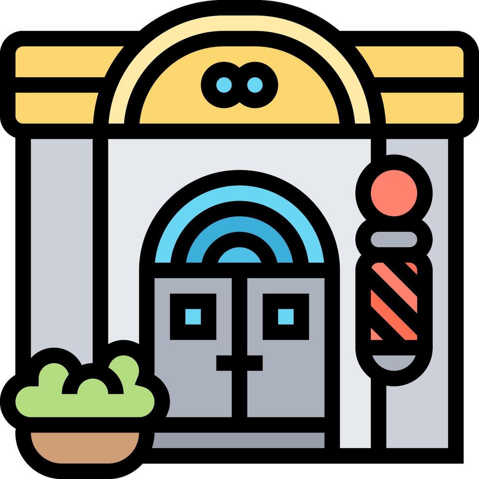 A barber shop with a sign on the door vector