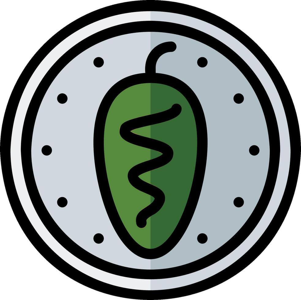 A green pepper in a circle with a clock on it vector