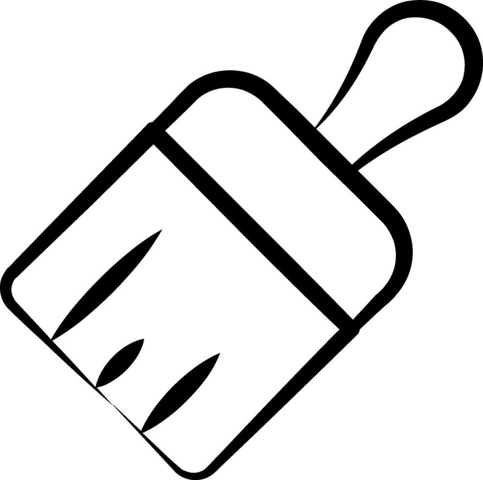 A black and white drawing of a paintbrush vector