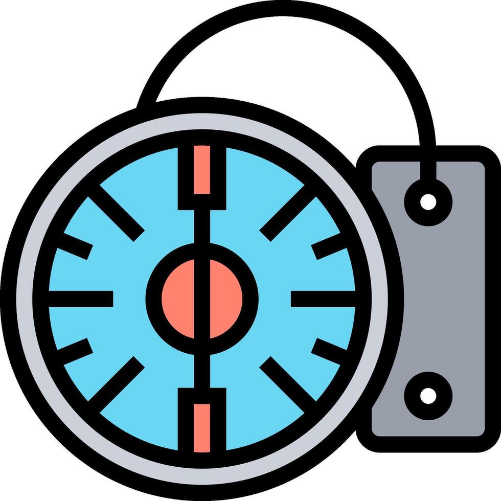 A clock with a red and blue dial vector