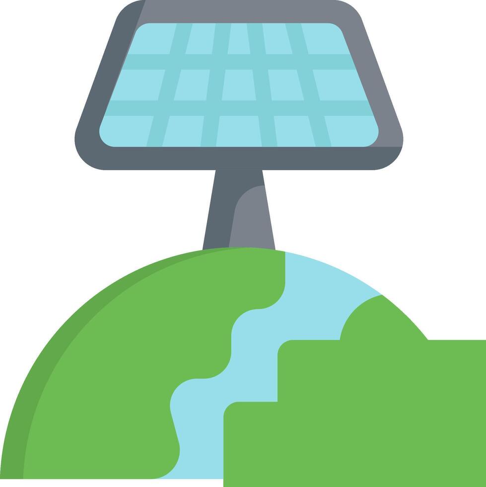 A solar panel on top of a green globe vector