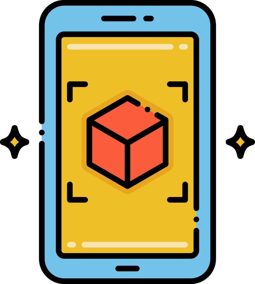 A smartphone with a cube on it vector