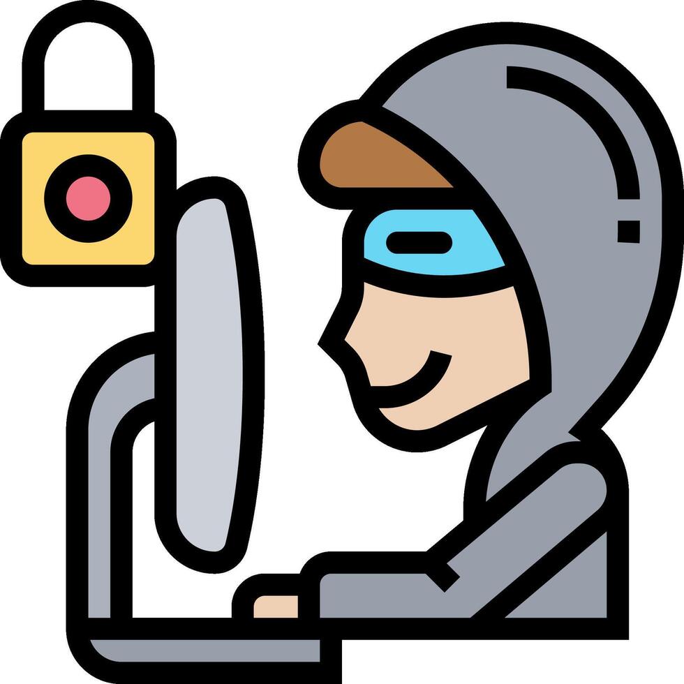 A cartoon man wearing a hoodie and a computer vector