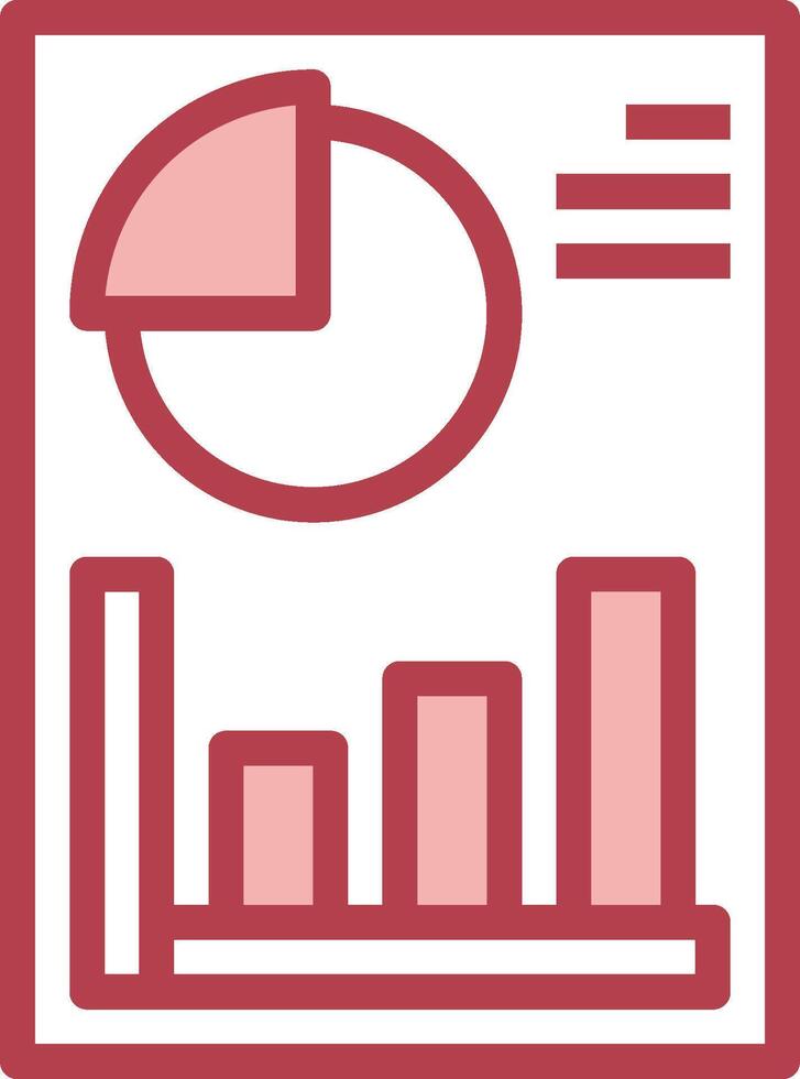 A red and white icon of a bar chart vector