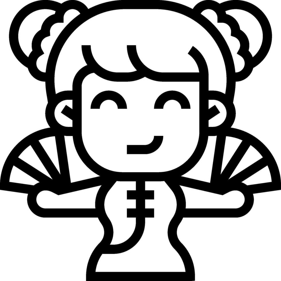 Chinese girl with fan icon vector