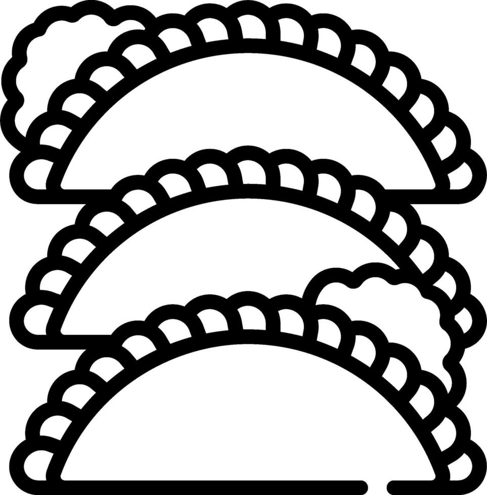 Three tacos are shown in black and white vector