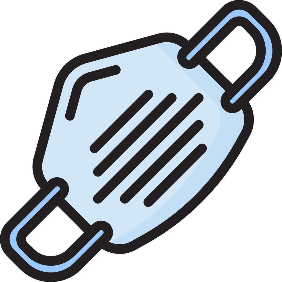 A blue face mask with a chain vector