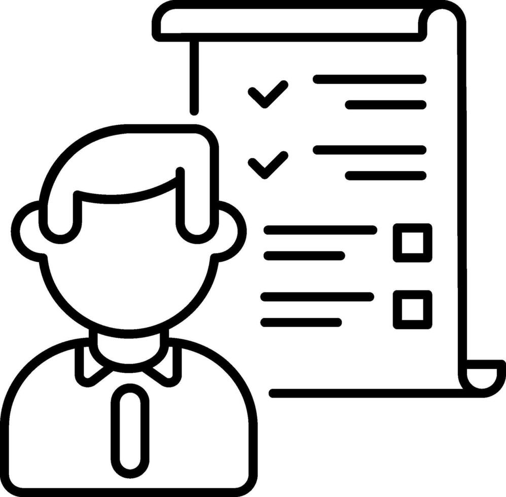 A man with a checklist and a pen icon vector