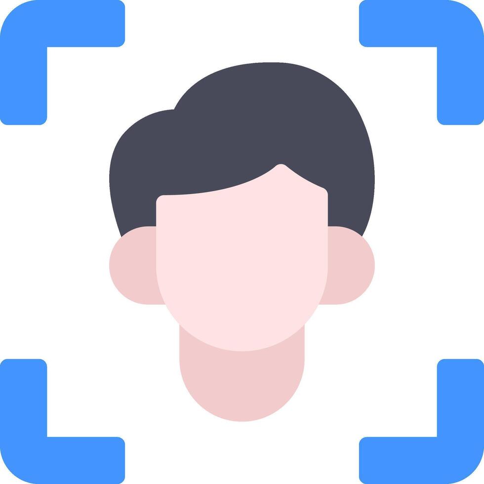 A person's face is shown in a blue square vector