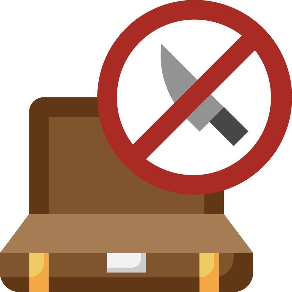 A suitcase with a knife and a sign that says no knife vector