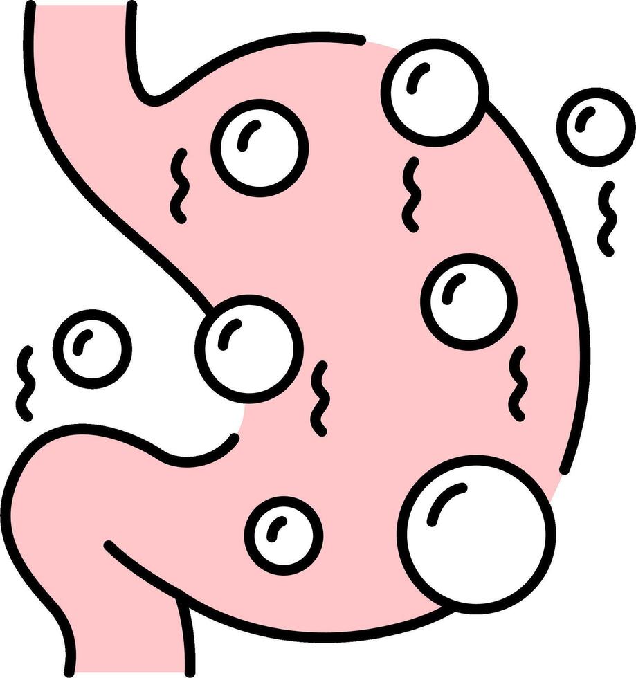 A cartoon stomach with bubbles around it vector